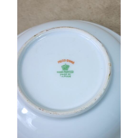Rare Meito China Bowl Dish 7" Hand Painted Gold Trim Double Handle 1930 Japan - Picture 13 of 15